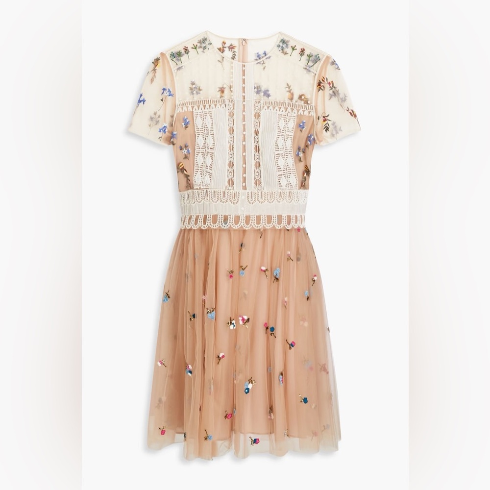 Valentino Embellished Tulle Mini Dress
